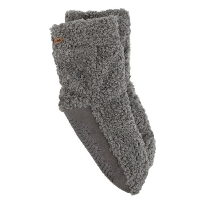 totes toasties® Ladies Faux Fur Bootie Slipper Socks Charcoal Extra Image 2